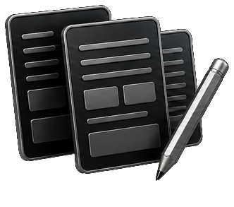 Editable note templates and a pen.